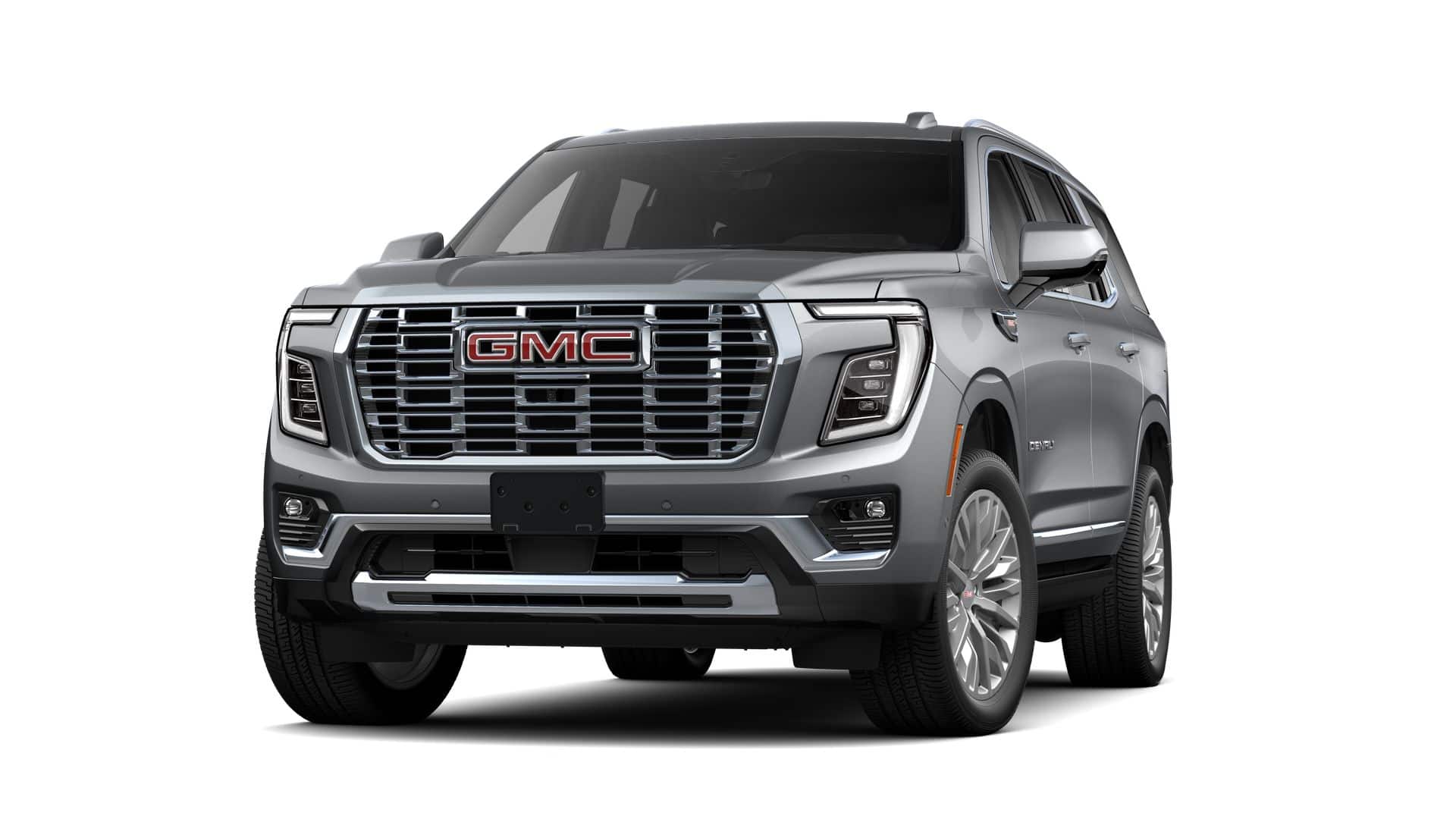 2026 GMC Yukon Denali in Sterling Metallic — front three-quarter view
